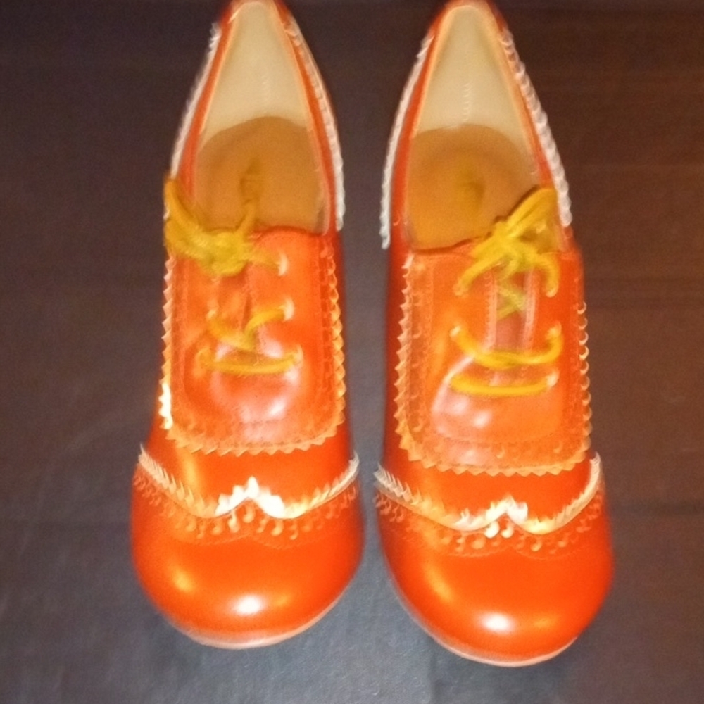 JoliMall Reddish Brown Brogue Oxford Heels 7 Dark Academia Twee - Picture 8 of 16